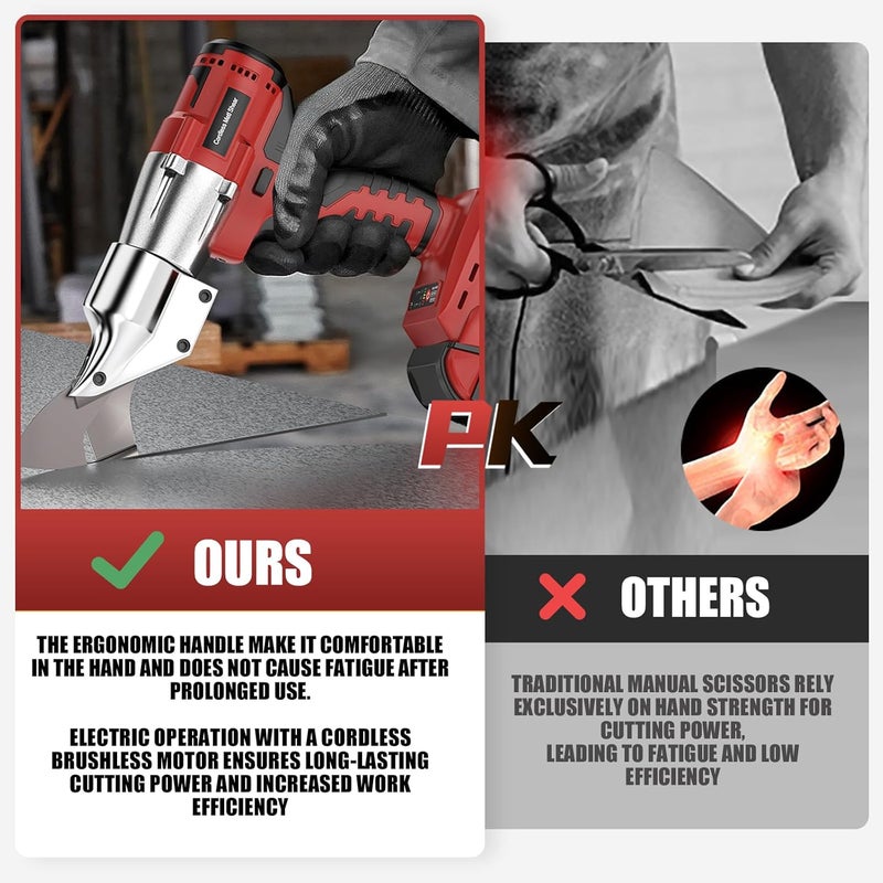 Labfintom Cordless Sheet Metal Cutter Brushless for Mil-waukee 18v Battery(Tool Only), Metal Shears 360 Degree Pivoting Head, Electric Metal Scissors for Cutting Stainless Sheet, Metal, Iron, 221 Ft-Lbs Torque - Image 3
